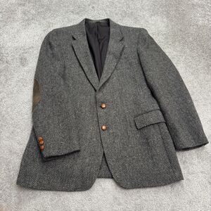Levi's Vintage Tweed Wool Blazer Sports Jacket Men 44L Herringbone Leather Elbow